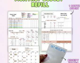 Budget Refill 1 Month Cash Envelope Stuffing System Budget