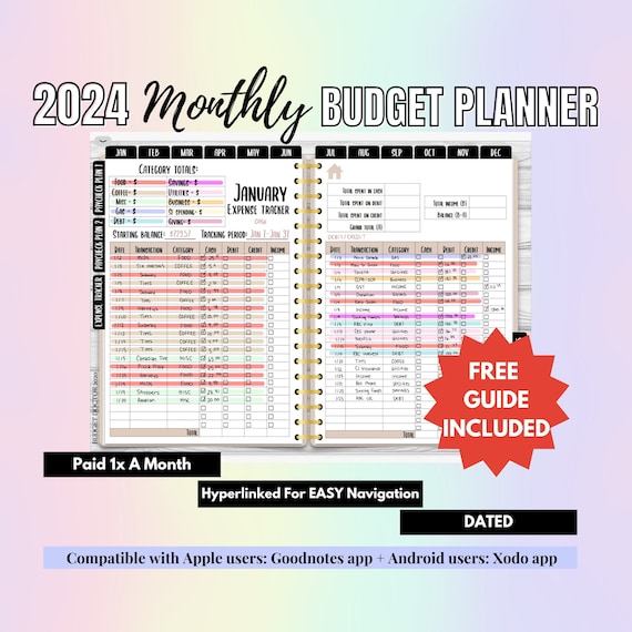 Digital Budget Planner 2024 for: GoodNotes; Notability; iPad; Android