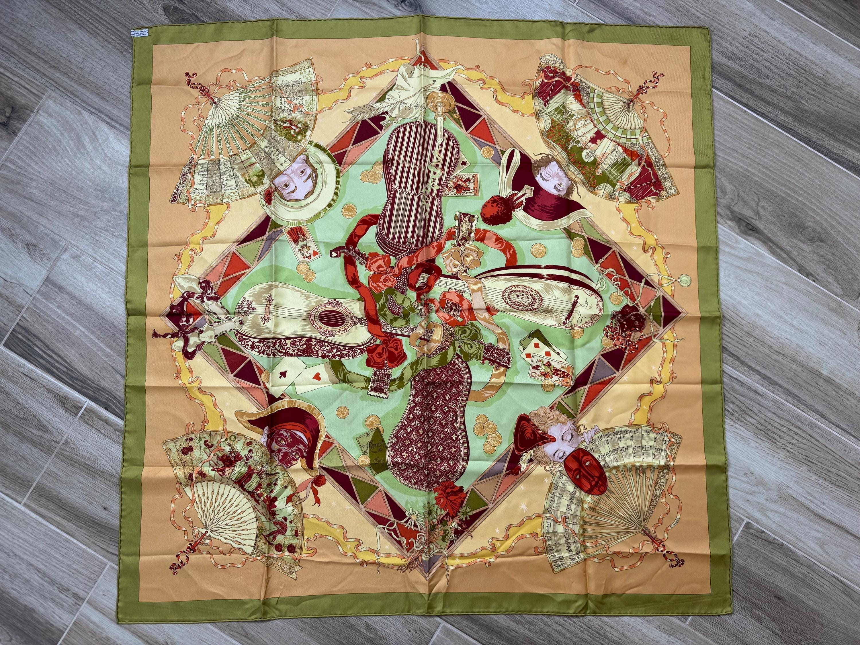 Sciarpa Hermès Seta Carre 90x90 Cm - Vintage Rara 'Swing' Multicolore