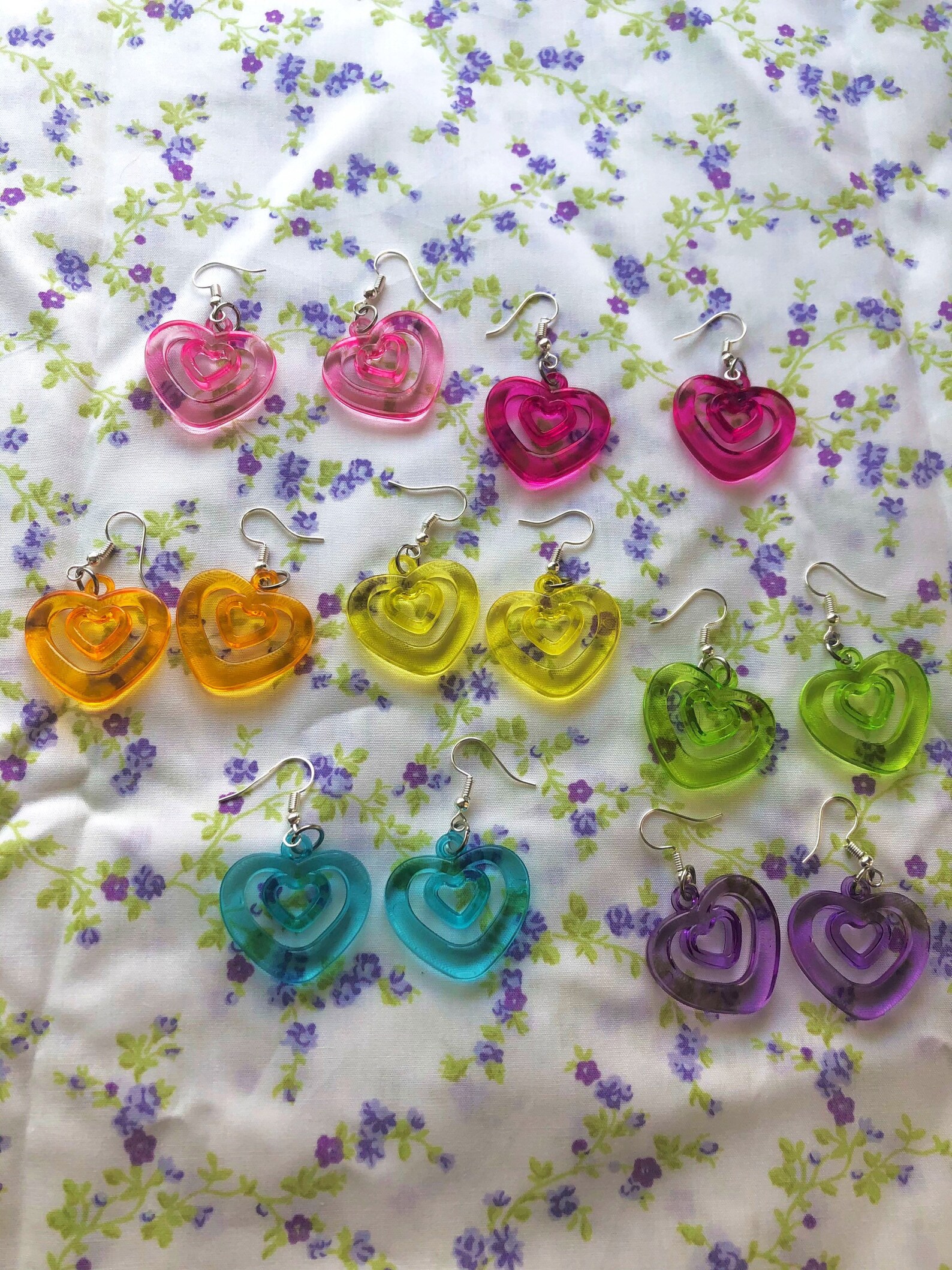 Acrylic Heart Earrings Clear Heart Earrings Colorful Heart Etsy
