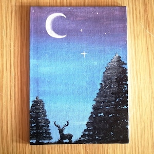 Night Sky Handmade Watercolour Canvas Painting Framed