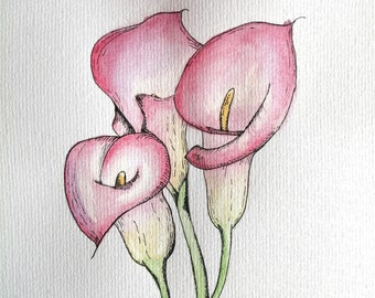 Watercolour Calla Lily Painting Framed or Unframed