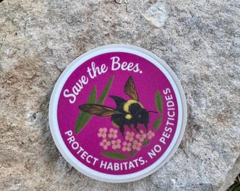 No Pesticides | 2.5” bee vinyl sticker