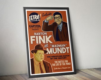 Barton Fink alternative movie poster - Wrestling Poster - Coen Brothers - John Turturro - John Goodman - The Life of the Mind podcast