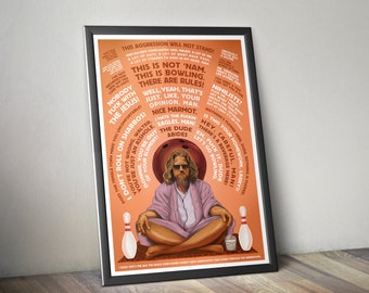 The Big Lebowski alternative movie poster - quote poster, Coen Brothers, Jeff Bridges, John Goodman, The Dude - The Life of the Mind podcast