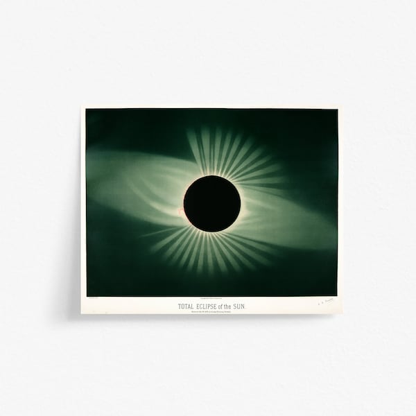 Antique Celestial Art Printable Vintage Eclipse Print | Total Eclipse of the Sun by EL Trouvelot | Astronomy Astrology Moon Celestial Decor