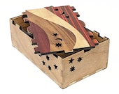 Red Small Wood Stash Box Keepsake Box Modern Box Art Deco Inlaid Marquetry Box