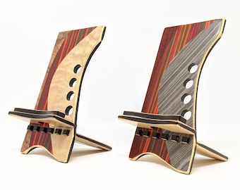 iPhone Stand Red Marquetry Inlaid Phone Stand Wood Phone Stand Bamboo Phone Stand Wood Cell Phone Stand  art deco gift