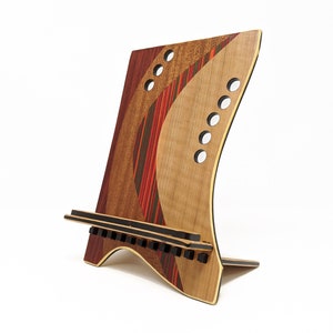 Wood Marquetry Inlaid iPad Stand, Art Deco Tablet Stand