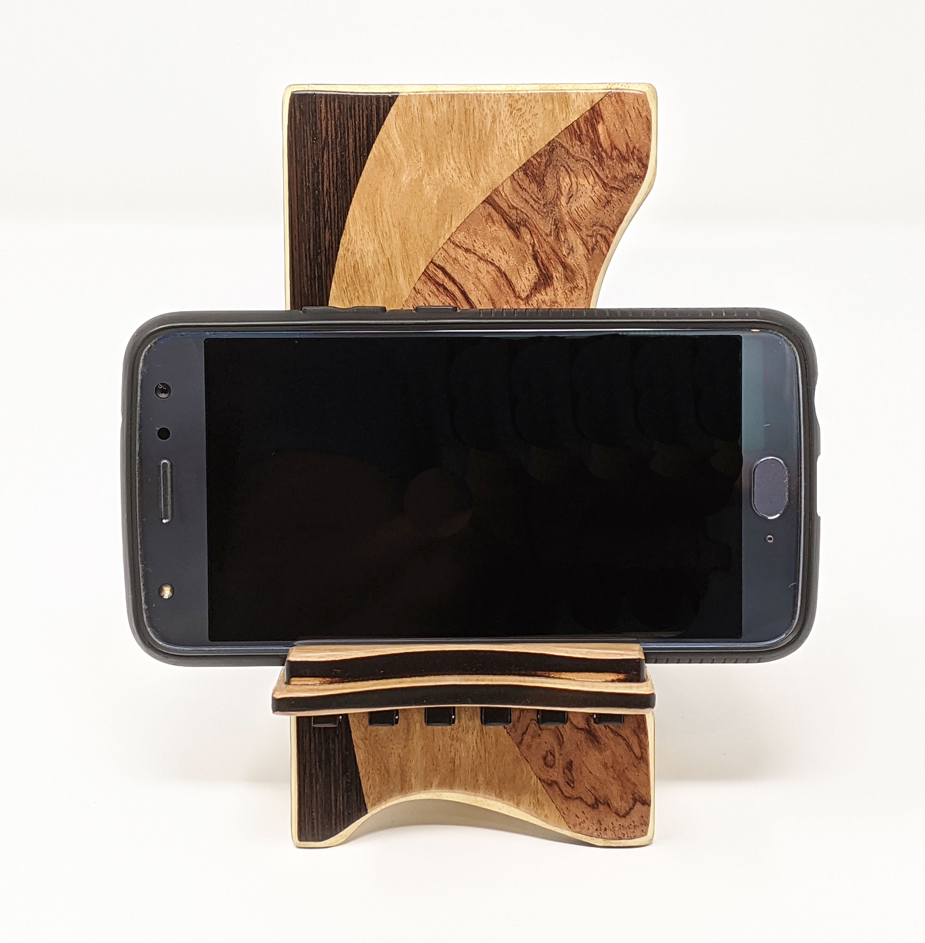 Blue Wood Marquetry Inlaid Phone Stand Wood Phone Stand Bamboo Etsy