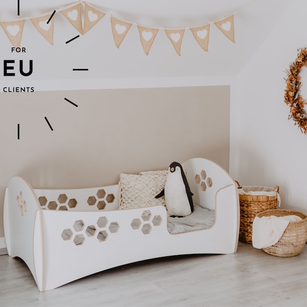 NUOVO! Letto per bambini in compensato, lettino per bambini, design vivaio, camera per bambini, mobili per bambini, letto montessori, letto per bambini, letto da terra, letto per bambini