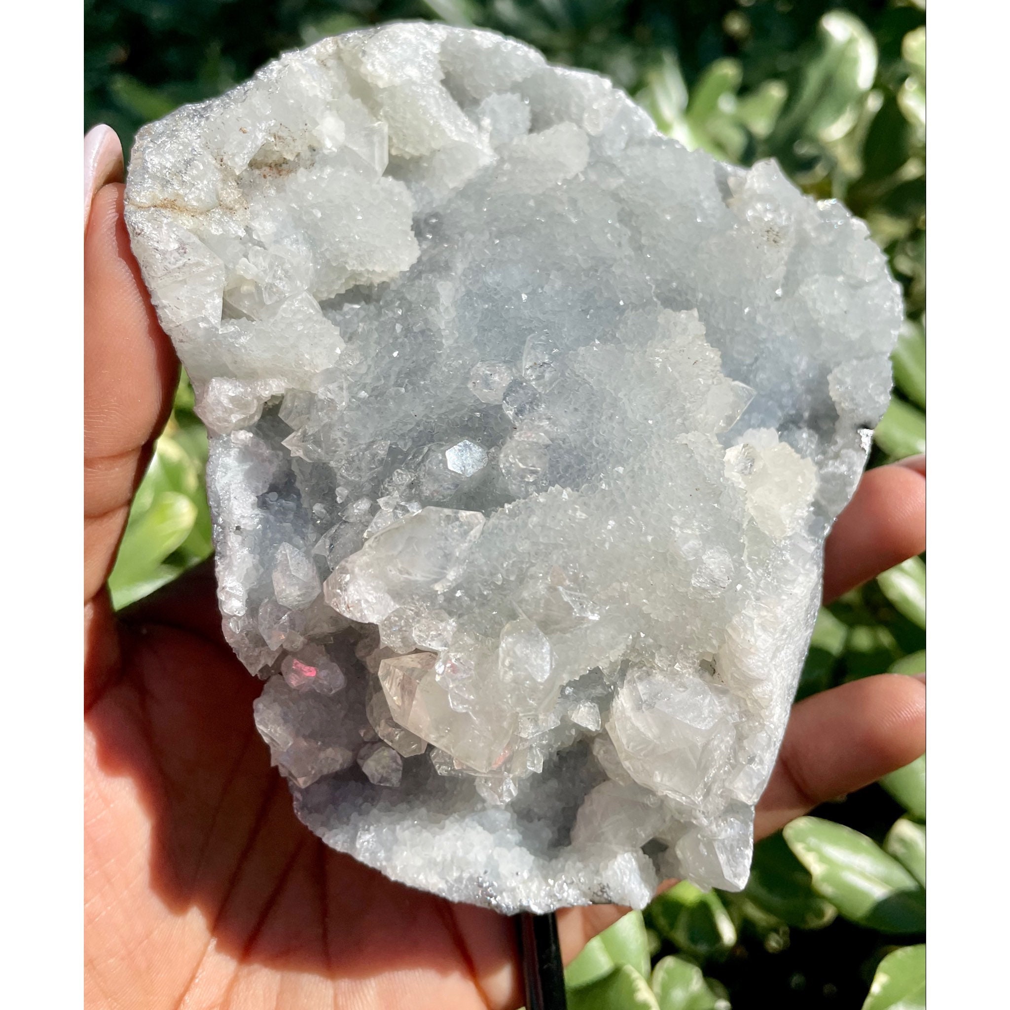 Druzy Apophyllite Zeolite on Blue Chalcedony Crystal Cluster Etsy