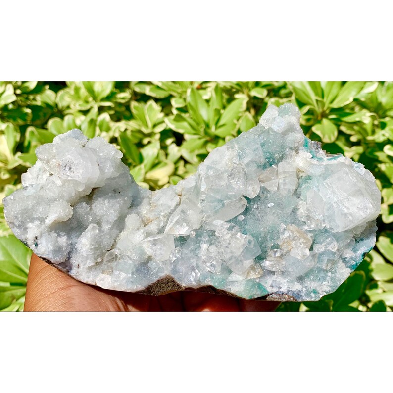 Blue Zeolite Crystal Quartz Geode Cluster Etsy