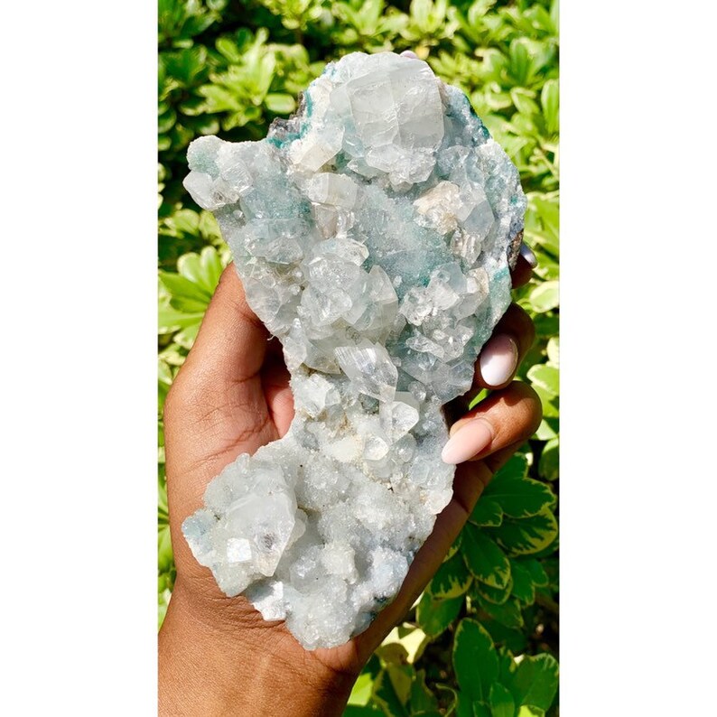 Blue Zeolite Crystal Quartz Geode Cluster Etsy