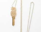 Pineapple Key, Real House Key Blank, New Home Owner, House Warming Gift, Birthday Gift, Key Necklace, Relator, Home Sweet Home