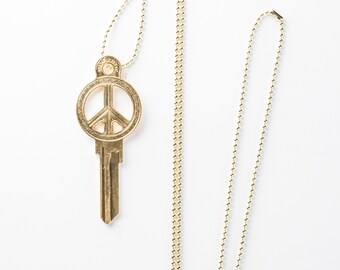 Peace Key, Real House Key Blank, New Home Owner, House Warming Gift, Birthday Gift, Key Necklace, Relator, Home Sweet Home