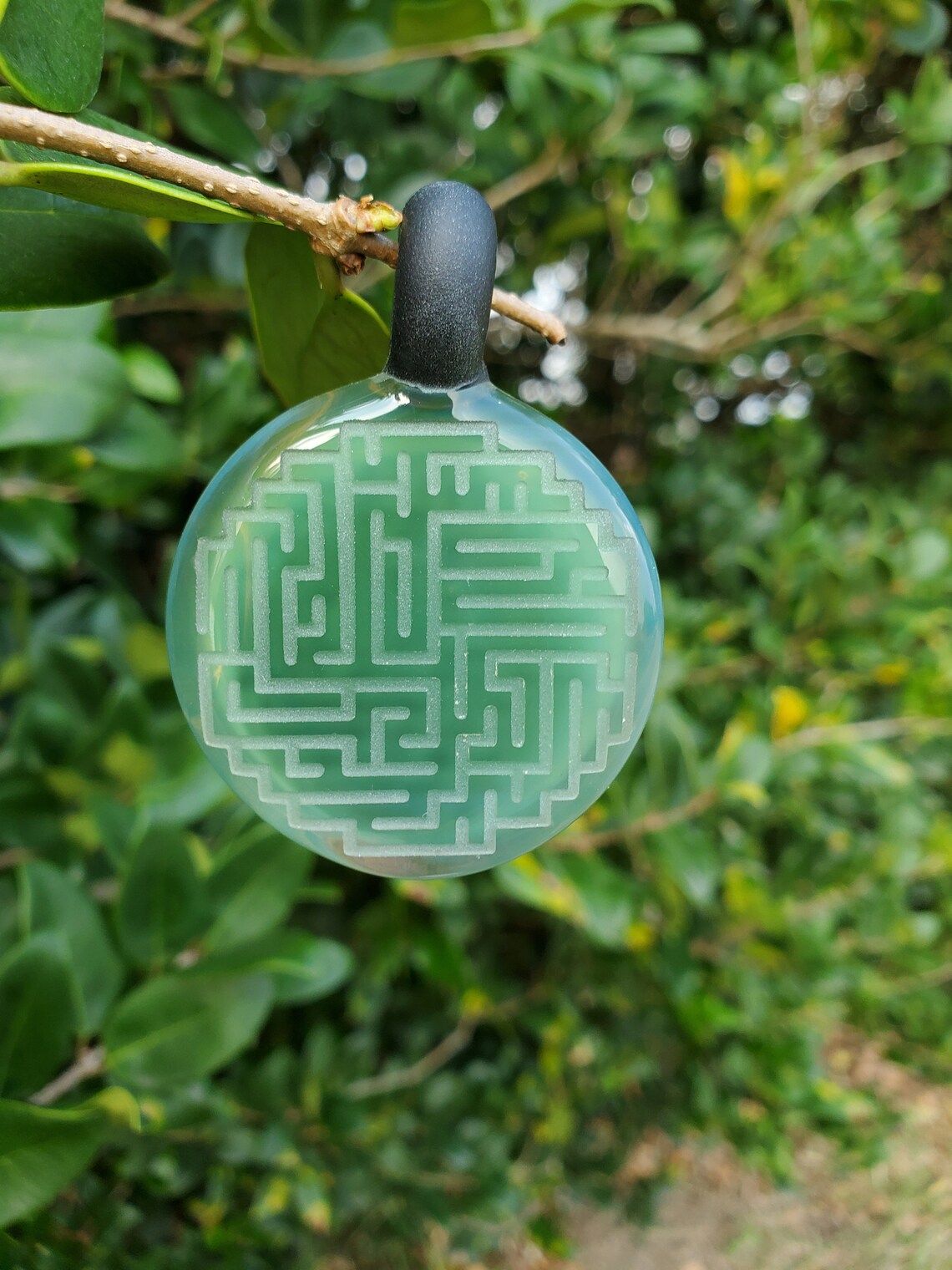 Labyrinth Maze Glass Pendant Etsy