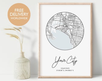 Custom City Print, Circle City Print, Major City Print, Coordinate Map, Print Map, Landscape Print, Wall Decor, Wall Decor, Wall Art, Canvas
