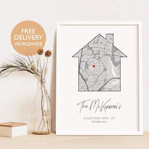 Stampa Casa Famiglia, Regalo Casa Famiglia, Mappa Casa per Sempre, Regalo di inaugurazione della casa, La nostra casa di famiglia, Regalo per la Festa della Mamma, Festa del Papà, Decorazione da parete, Mappa