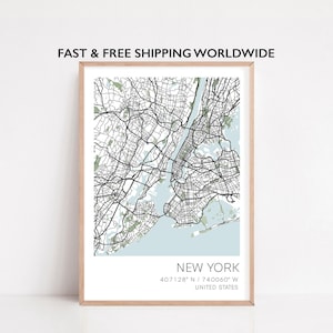 Kaart van New York, NY-kaartafdruk, Manhattan-kaartafdruk, minimalistische kaartafdruk, Office-afdruk, moderne kaartposter, kaartafdruk New York, New York-kaartafdruk New York Art