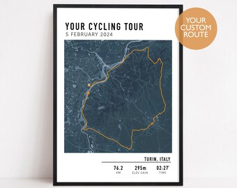 Mapa de rutas ciclistas, cualquier ruta, ruta Strava, regalo para  ciclistas, mapa ciclista GPX, recorrido ciclista rastreado, póster de  ciclismo