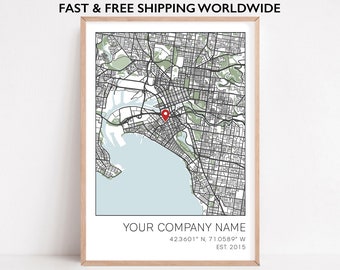 Business Anniversary Gift, Company Locations, Business Locations, Company Anniversary Print, Business Anniversary Print Custom Business Gift