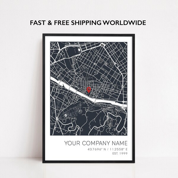 Business Anniversary Gift, Company Locations, Business Locations, Company Anniversary Print, Business Anniversary Print Custom Business Gift