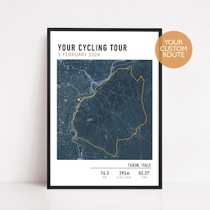 Fietsroutekaart, elke rit, Strava-route, cadeau voor fietser, fietskaart GPX, rupsfietsrit, gepersonaliseerde fietsposter fietskaartkunst
