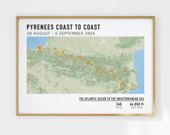 Custom Multi-Day Cycling Map, Personalized Bike Ride Poster, Strava GPX Art, Bikepacking Gift, Tracked Route Print for Cyclists