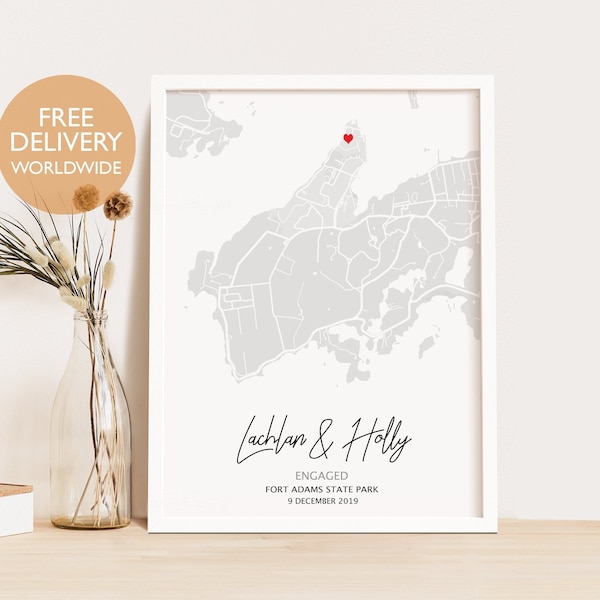 Personalised Engagement Present, Engagement Print, Engagement Gift for Best Friend, Wall Decor, Map, Engagement Map Print, Present for Son