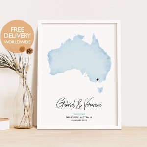 Carte de fiançailles personnalisée, cadeau de fiançailles, cadeau de mariage, cadeau personnalisé pour couple, anniversaire de mariage, cadeau pour femme, carte, décoration murale