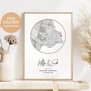 Recuerdo de la fecha de la boda, regalo de la mañana de la boda para el novio, regalo para la futura novia, impresión de boda, impresión de mapa personalizado, regalo para recién casados, fecha, hora y ubicación