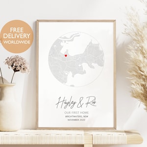 Unser erstes Zuhause, Einweihungsgeschenk, neues Zuhause Geschenk, personalisiertes neues Zuhause Geschenk, erste Haus Geschenkidee, unser Zuhause, Hauskäufer Wohnkultur, Kunst