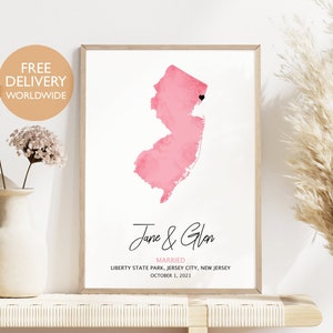 Landkarte, Landkarte zur Hochzeit, Aquarell Karte Druck, Hochzeitsgeschenk für den Sohn, Hochzeitsgeschenk für die Braut, Geschenk zur Hochzeit