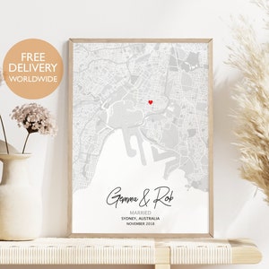 Impression de carte de mariage, cadeau de mariage pour couple, impression de carte de mariage personnalisée, cadeau de jeunes mariés, cadeau de mariage pour lui, impression de lieu de mariage, carte