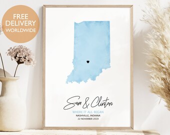 The Night We Met Map, One Year Anniversary Gift, Where We Met Print, Personalized Gift, Gift for Girlfriend, First Date Map Gift Custom Art