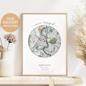 Cadeau pour couple fiancé - Numérique, cadeau de fiançailles, cadeau personnalisé pour couple, cadeau carte de fiançailles, cadeau pour la future mariée, ensemble d'art carte décoration d'intérieur