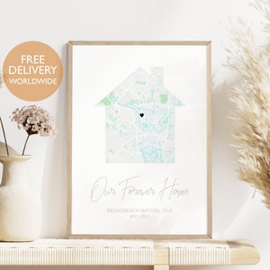 Oeuvre d'art murale Notre maison pour toujours, Décoration personnalisée pour la maison, Cadeau pour femme, Cadeau pour mari, Oeuvre d'art sur toile encadrée