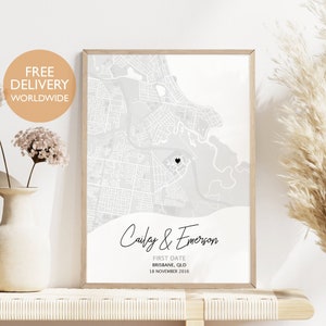 Impression de carte notre premier rendez-vous, cadeau personnalisé, impression de carte personnalisée, là où tout a commencé, cadeau pour petit ami, cadeau pour petite amie, carte premier rendez-vous