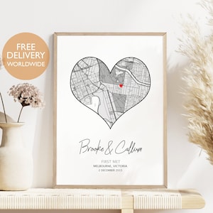 Carte du lieu où nous nous sommes rencontrés, Notre premier baiser, Carte du premier rendez-vous, Cadeau personnalisé, Là où tout a commencé, Cadeau pour petit ami, La nuit où nous nous sommes rencontrés, Décoration