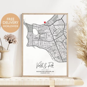 Carte où nous nous sommes rencontrés pour la première fois, premier rendez-vous, cadeau personnalisé, cadeau pour petit ami, cadeau pour petite amie, cadeau personnalisé, cadeau d'anniversaire, carte