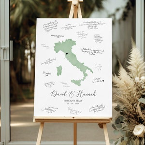 Alternative au livre d'or de mariage personnalisé, livre d'or personnalisé, livre d'or carte du monde, décoration d'état de mariage aquarelle, panneau de bienvenue personnalisé