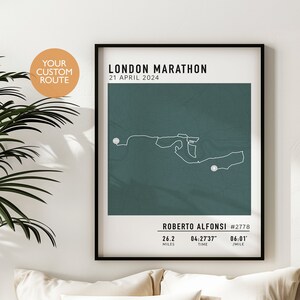 Impression personnalisée du marathon de Londres 2024, carte-cadeau du marathon de Londres, n'importe quelle affiche de carte du marathon, impression personnalisée de carte du parcours du marathon, carte cadeau pour les coureurs