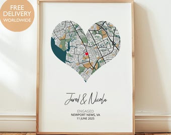Stampa mappa di coppia personalizzata - Fidanzamento, regalo di San Valentino