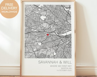 Where We First Met Map, First Date Map, Personalised Gift, Gift for Boyfriend, Gift for Girlfriend, Personalized Gift, Anniversary Gift, Map