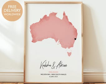 Custom Location Map Print, Personalised Location Wall Art for Couples