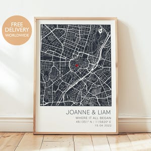 The Night We Met Map Print Custom Map Framed, Personalised Anniversary Art