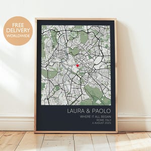Waar het allemaal begon kaartprint, gepersonaliseerd Where We Met locatie muurkunst voor koppels