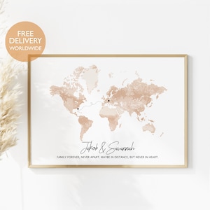 Cadeau personnalisé pour relation longue distance, Cadeau longue distance pour petite amie, Petit ami longue distance, Famille longue distance, Carte des distances