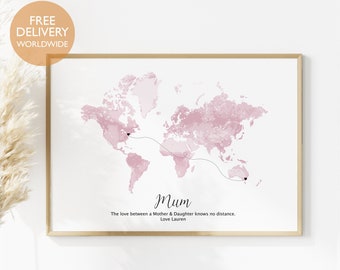 Long Distance Mother Gift, Long Distance Sister Gift, Long Distance Friendship, Long Distance Relationship Gift, Mother’s Day, World Map